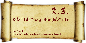 Kálóczy Benjámin névjegykártya