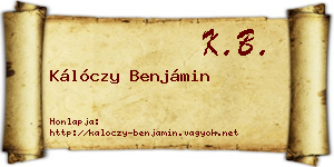 Kálóczy Benjámin névjegykártya