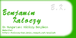 benjamin kaloczy business card